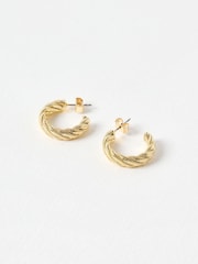 Oliver Bonas Gold Tone Nella Textured Twist Hoop Earrings - Image 3 of 5