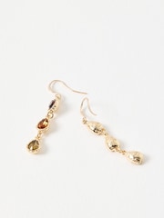Oliver Bonas Brown Intira Stone Teardrop Tiered Drop Earrings - Image 3 of 5