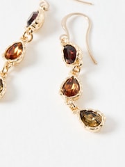 Oliver Bonas Brown Intira Stone Teardrop Tiered Drop Earrings - Image 4 of 5