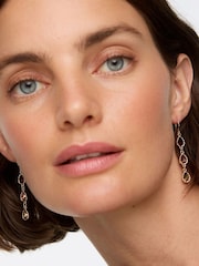 Oliver Bonas Brown Intira Stone Teardrop Tiered Drop Earrings - Image 5 of 5