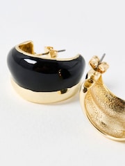 Oliver Bonas Black Jamala Golden Stripe Chunky Hoop Earrings - Image 4 of 5