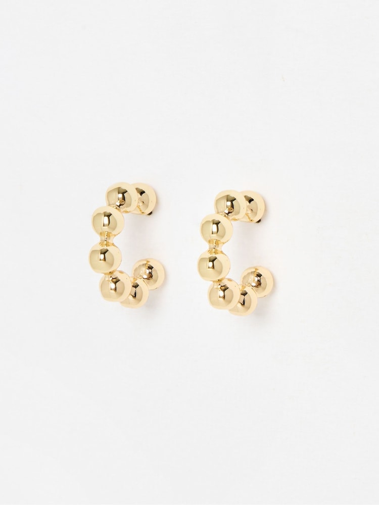 Oliver Bonas Gold Tone Kiran Textured Hoop Earrings - Image 1 of 4