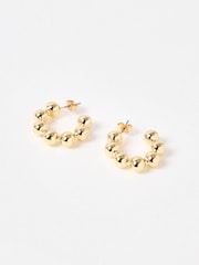 Oliver Bonas Gold Tone Kiran Textured Hoop Earrings - Image 3 of 4