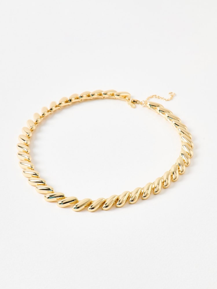 Oliver Bonas Gold Tone Mae Shiny Twisted Collar Necklace - Image 1 of 4