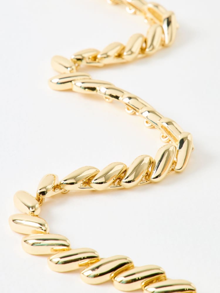 Oliver Bonas Gold Tone Mae Shiny Twisted Collar Necklace - Image 2 of 4