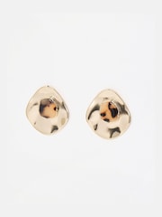 Oliver Bonas Brown Elowen Tortoiseshell Gold Toned Stud Earrings - Image 1 of 4