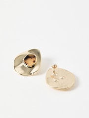 Oliver Bonas Brown Elowen Tortoiseshell Gold Toned Stud Earrings - Image 3 of 4