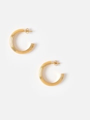 Oliver Bonas Gold Tone Stainless Steel Waterproof Line Chunky Hoop Earrings - Image 2 of 5