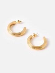 Oliver Bonas Gold Tone Stainless Steel Waterproof Line Chunky Hoop Earrings - Image 3 of 5