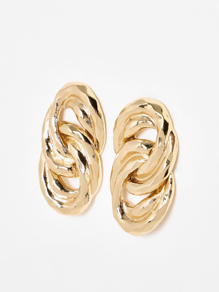 Oliver Bonas Gold Tone Sybil Interlocking Loops Large Statement Earrings - Image 1 of 5