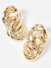 Oliver Bonas Gold Tone Sybil Interlocking Loops Large Statement Earrings - Image 4 of 5
