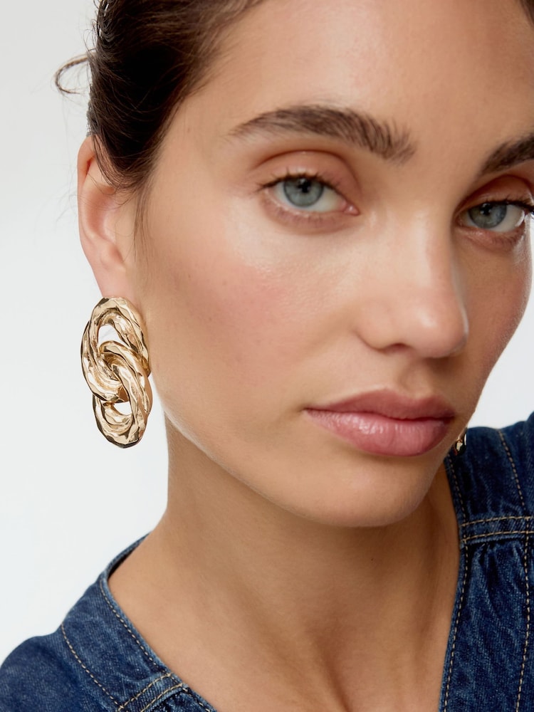 Oliver Bonas Gold Tone Sybil Interlocking Loops Large Statement Earrings - Image 5 of 5