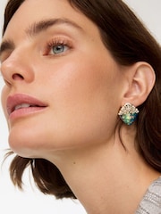 Oliver Bonas Blue Vivienne Stone Teardrop Stud Earrings - Image 3 of 3