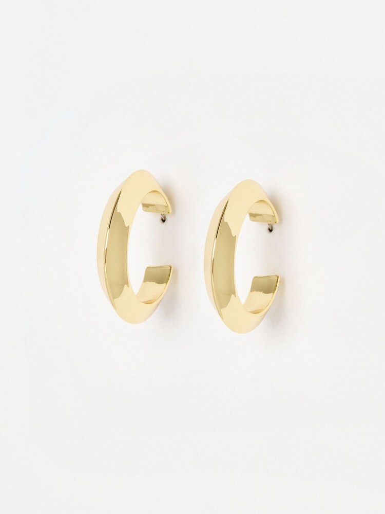 Oliver Bonas Gold Tone Aninah Shiny Medium Hoop Earrings - Image 1 of 4