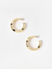 Oliver Bonas Gold Tone Aninah Shiny Medium Hoop Earrings - Image 2 of 4