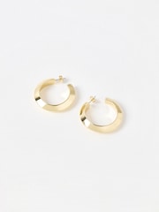 Oliver Bonas Gold Tone Aninah Shiny Medium Hoop Earrings - Image 3 of 4