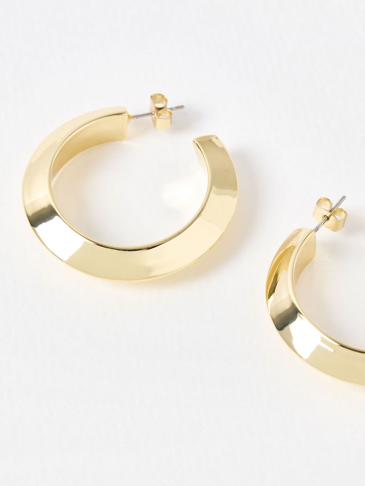 Oliver Bonas Gold Tone Aninah Shiny Medium Hoop Earrings - Image 4 of 4