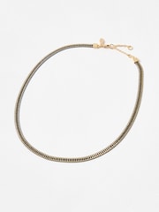 Oliver Bonas Black Nataliya & Gold Toned Snake Chain Necklace - Image 1 of 3