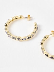 Oliver Bonas Black Ayanna Stone Gold Toned Hoop Earrings - Image 4 of 5