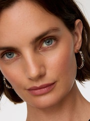 Oliver Bonas Black Ayanna Stone Gold Toned Hoop Earrings - Image 5 of 5