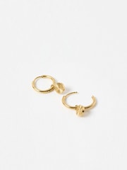 Oliver Bonas Gold Tone Maya Stainless Steel Waterproof Mini Disc Drop Earrings - Image 4 of 6