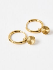 Oliver Bonas Gold Tone Maya Stainless Steel Waterproof Mini Disc Drop Earrings - Image 5 of 6