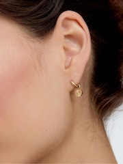 Oliver Bonas Gold Tone Maya Stainless Steel Waterproof Mini Disc Drop Earrings - Image 6 of 6