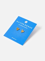Oliver Bonas Gold Tone Billie Stainless Steel Waterproof Heart Stud Earrings - Image 2 of 6