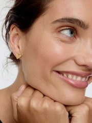 Oliver Bonas Gold Tone Billie Stainless Steel Waterproof Heart Stud Earrings - Image 6 of 6