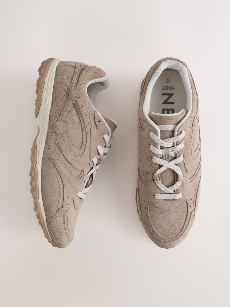 Taupe Forever Comfort® Suede Wave Sole Trainers - Image 1 of 8 Taupe Forever Comfort® Suede Wave Sole Trainers - Image 1 of 8