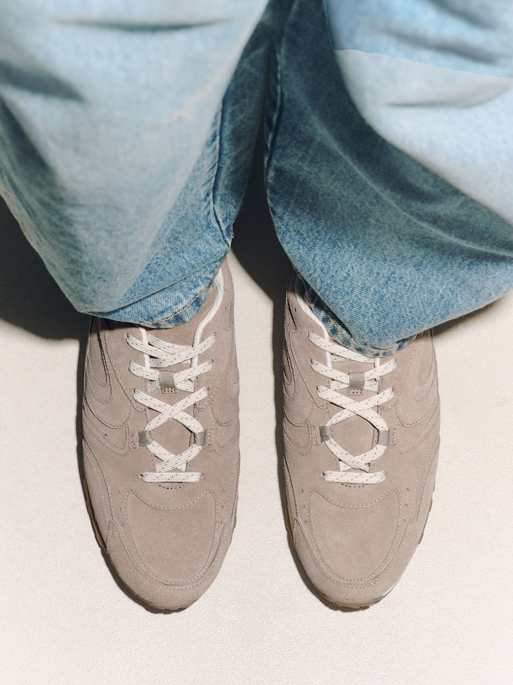 Taupe Forever Comfort® Suede Wave Sole Trainers - Image 2 of 8 Taupe Forever Comfort® Suede Wave Sole Trainers - Image 2 of 8
