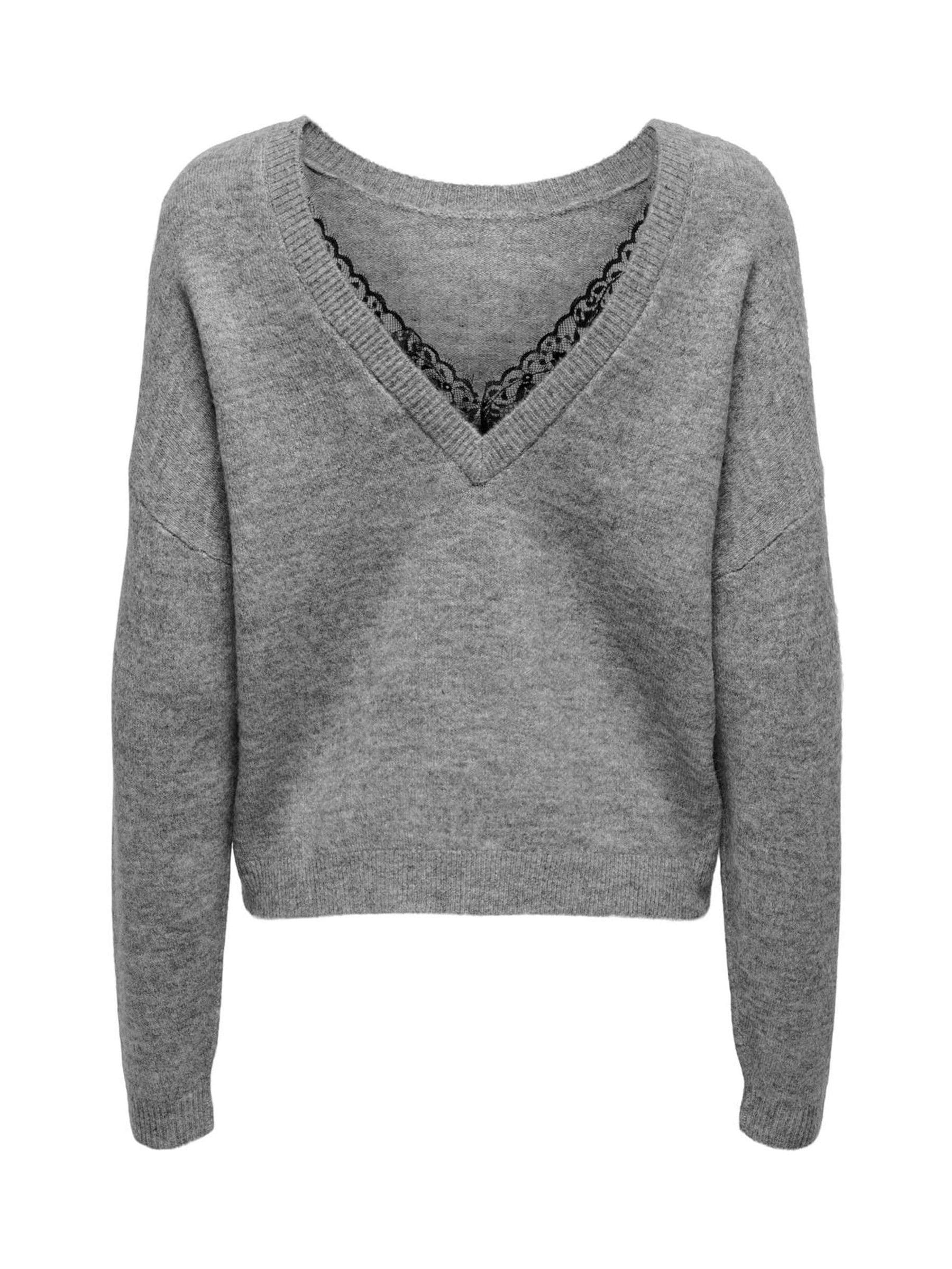 Buy ONLY Grey Lace Detail Reversible Knit Jumper from Next Romania