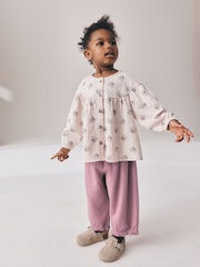 Pink Ditsy Floral Long Sleeve Blouse and Bloomer Trousers Set (3mths-7yrs) - Image 1 of 9