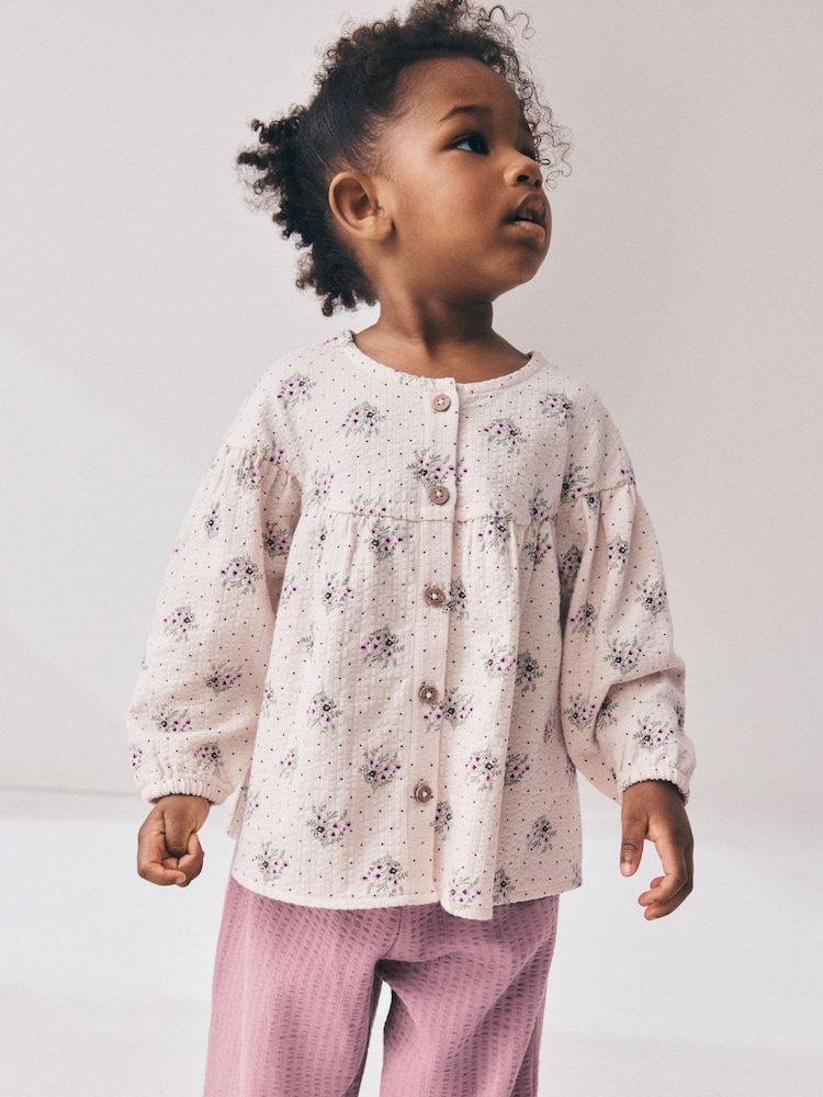 Pink Ditsy Floral Long Sleeve Blouse and Bloomer Trousers Set (3mths-7yrs) - Image 2 of 9 Pink Ditsy Floral Long Sleeve Blouse and Bloomer Trousers Set (3mths-7yrs) - Image 2 of 9