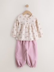 Pink Ditsy Floral Long Sleeve Blouse and Bloomer Trousers Set (3mths-7yrs) - Image 5 of 9