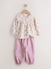 Pink Ditsy Floral Long Sleeve Blouse and Bloomer Trousers Set (3mths-7yrs) - Image 6 of 9