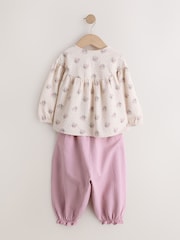 Pink Ditsy Floral Long Sleeve Blouse and Bloomer Trousers Set (3mths-7yrs) - Image 7 of 9