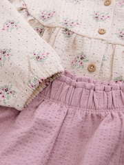 Pink Ditsy Floral Long Sleeve Blouse and Bloomer Trousers Set (3mths-7yrs) - Image 9 of 9