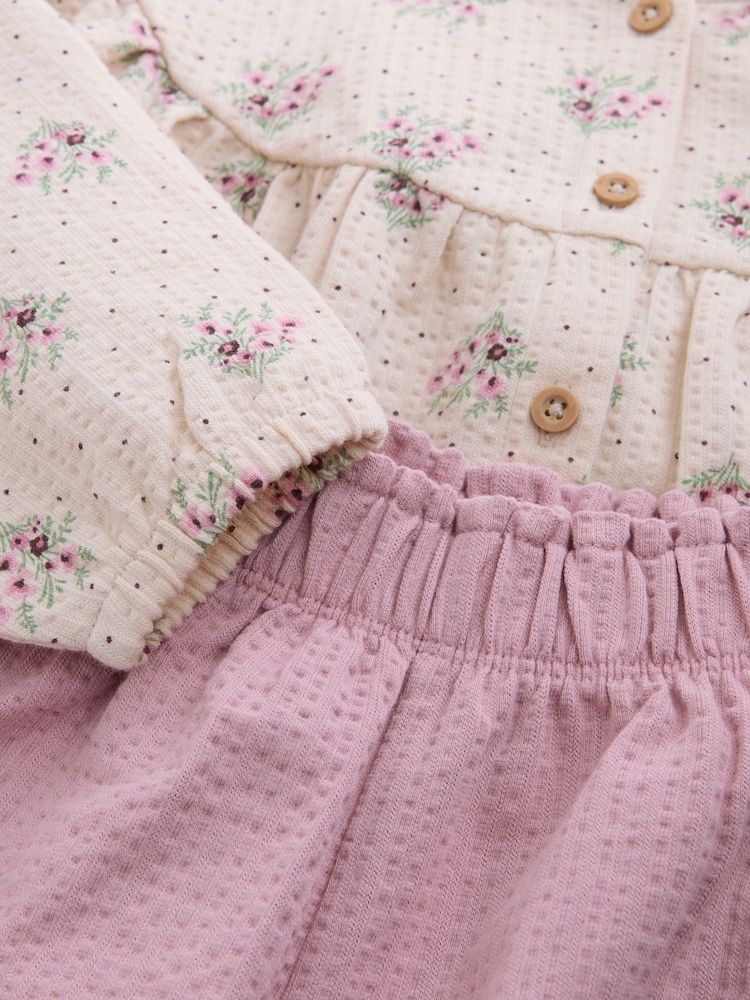Pink Ditsy Floral Long Sleeve Blouse and Bloomer Trousers Set (3mths-7yrs) - Image 9 of 9 Pink Ditsy Floral Long Sleeve Blouse and Bloomer Trousers Set (3mths-7yrs) - Image 9 of 9