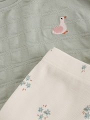 Sage Green Long Sleeve Textured Blouse and Leggings Set (3mths-7yrs) - Image 5 of 5