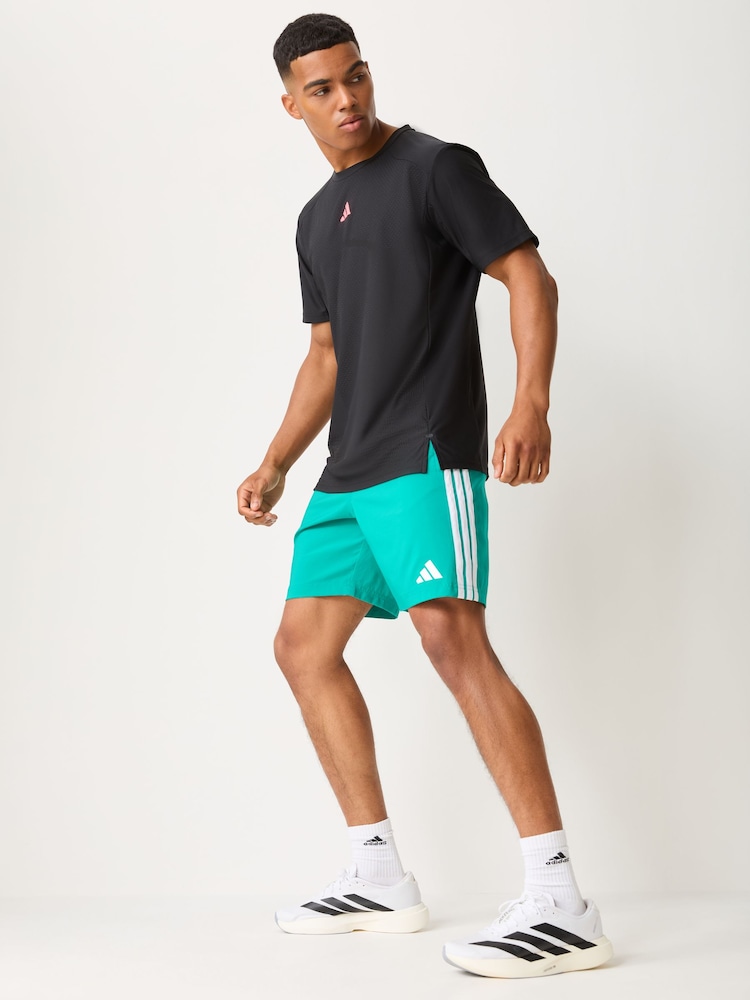 adidas Green 3 Stripes Swim Shorts 8 Inch - Image 2 of 5