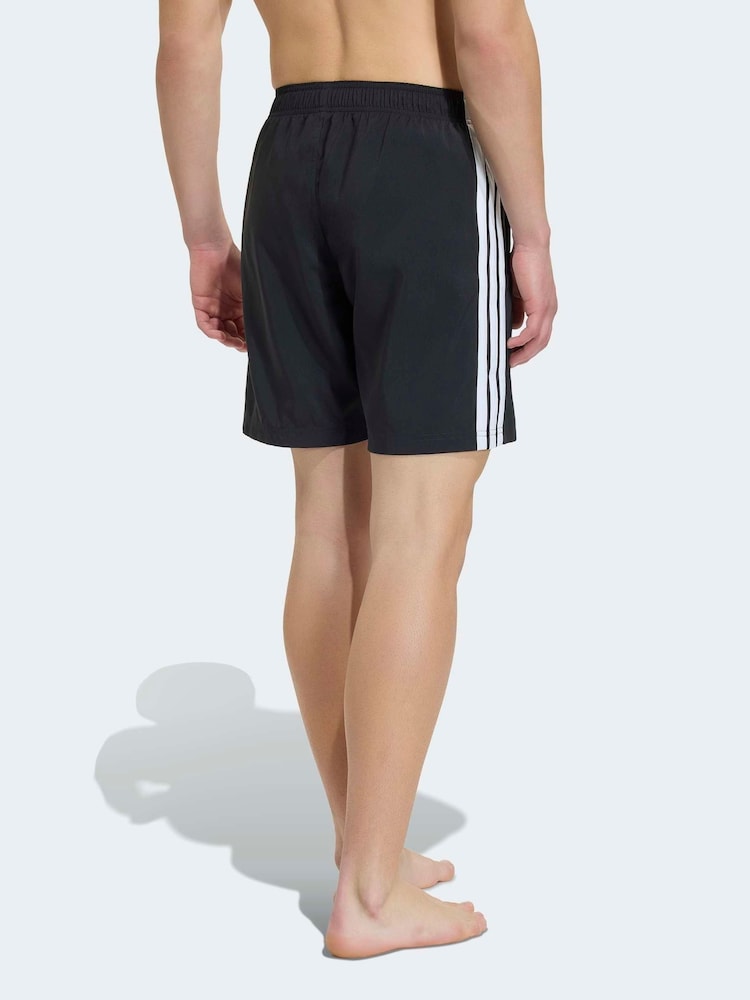 adidas Black 3 Stripes Swim Shorts 8 Inch - Image 2 of 6 adidas Black 3 Stripes Swim Shorts 8 Inch - Image 2 of 6