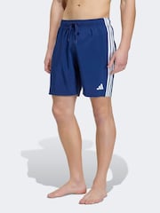 adidas Blue 3 Stripes Swim Shorts 8 Inch - Image 1 of 5