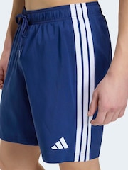adidas Blue 3 Stripes Swim Shorts 8 Inch - Image 4 of 5