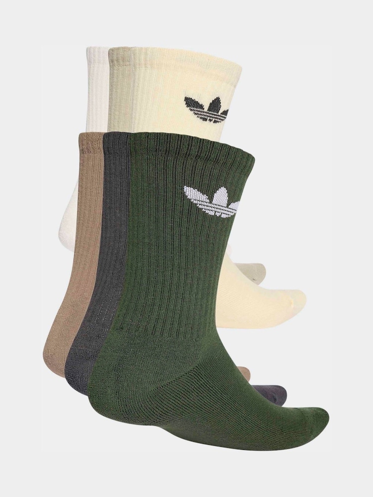 adidas Originals Green Trefoil Crew Socks 6 Pack - Image 2 of 4 adidas Originals Green Trefoil Crew Socks 6 Pack - Image 2 of 4