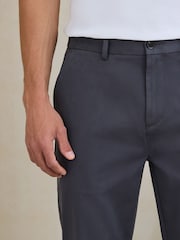 Gris carbón - Ajuste entallado - Chinos elegantes en mezcla de algodón TENCEL™ Lyocell con cintura elástica de N.Premium - Imagen 4 de 4