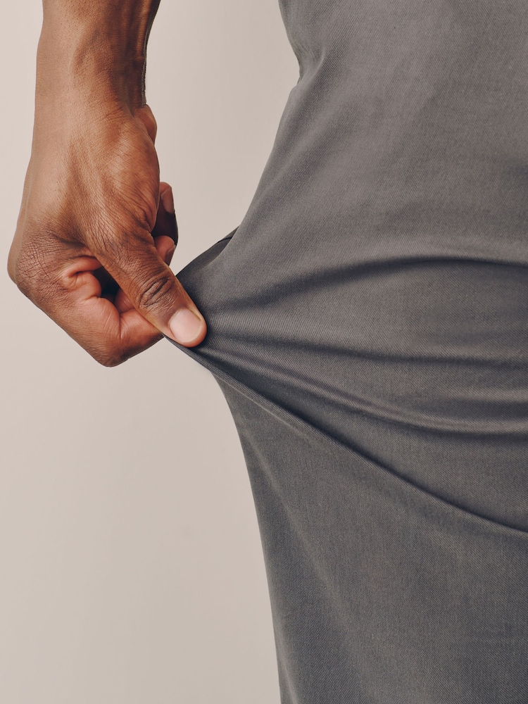 Charcoal Grey Muscle Fit N. Premium Smart Cotton TENCEL™ Lyocell Blend Chinos With Comfort Waistband - Image 5 of 5 Charcoal Grey Muscle Fit N. Premium Smart Cotton TENCEL™ Lyocell Blend Chinos With Comfort Waistband - Image 5 of 5