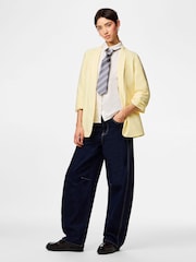 PIECES Yellow Ruched Sleeve Blazer - Image 4 of 6