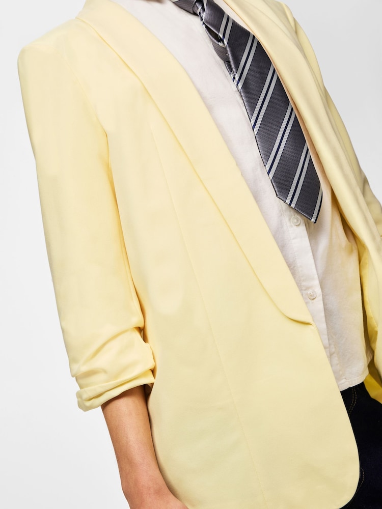 PIECES Yellow Ruched Sleeve Blazer - Image 6 of 6