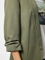 PIECES Khaki Ruched Sleeve Blazer - Image 4 of 7